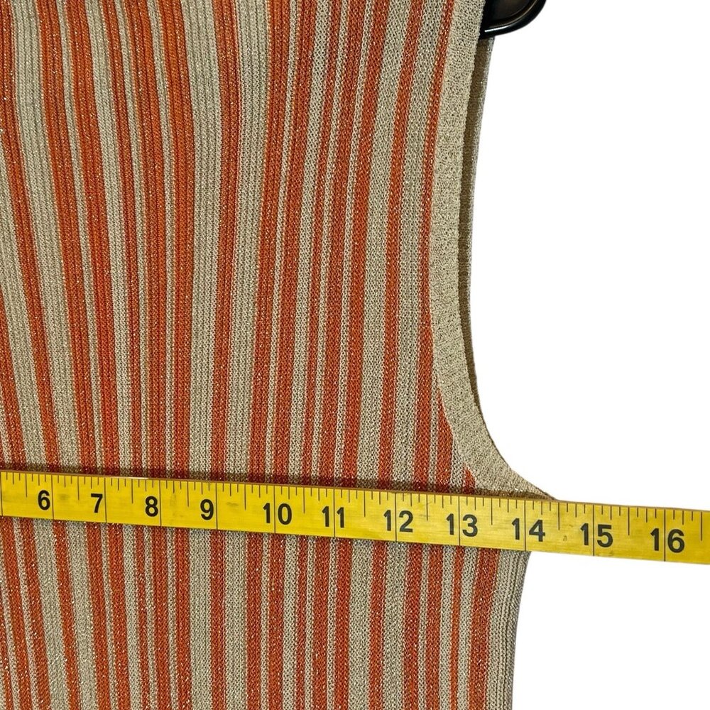 Revolve House of Harlow Top Small orange Gold sleeveless Knit Striped Mock Neck - Picture 6 of 11